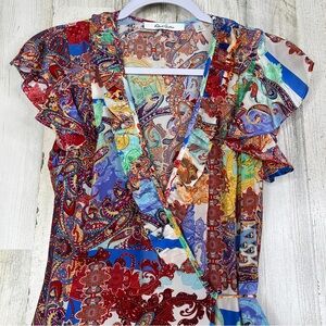 $498 Robert Graham Wrap Women Dress Lucia Sleeveless Silk Floral Paisley Spring